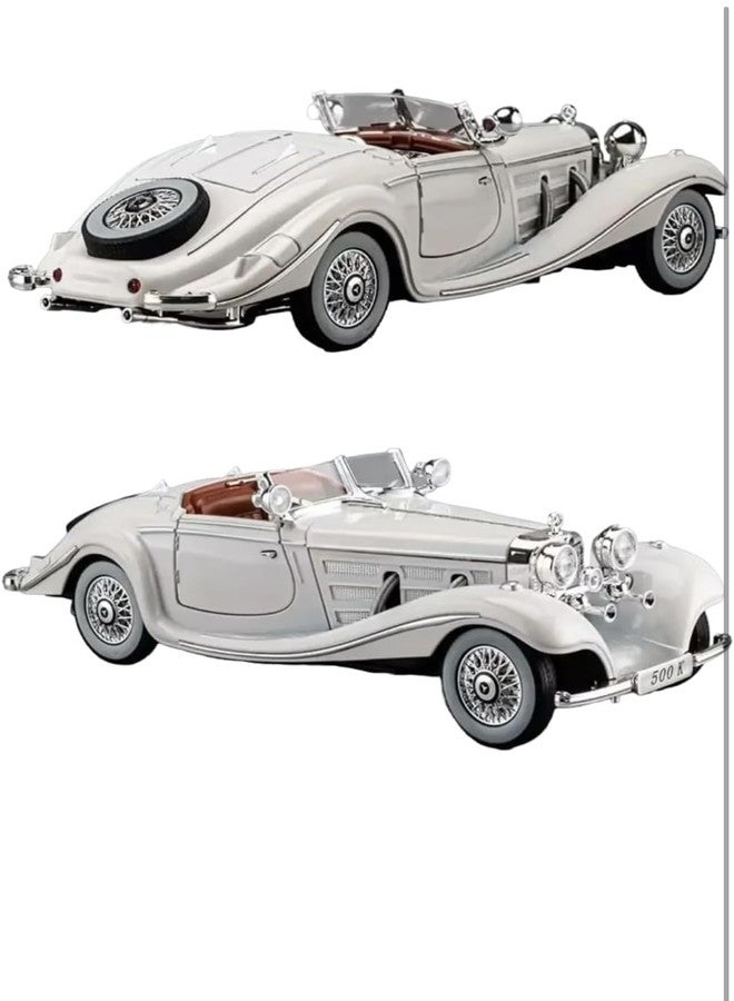richtots Premium Die-Cast Zinc Alloy 1:24 Scale 1936 Merrc-Bennz Classic Large with 4 Openable Doors,Lights & Music & Working Steering【White】【Pack of 1】 (White) - Image 1